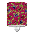 Berries Ceramic Night Light Compact, UL-Certified, Ideal for Bedroom, Bathroom, Nursery, Hallway, Kitchen, 6x4x3, Multicolor