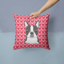 Boston Terrier Hearts Throw Pillow - 14x14 Decorative Pillow – Art for Your Home & Patio BB5273PW1414