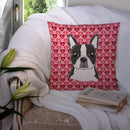 Boston Terrier Hearts Throw Pillow - 14x14 Decorative Pillow – Art for Your Home & Patio BB5273PW1414
