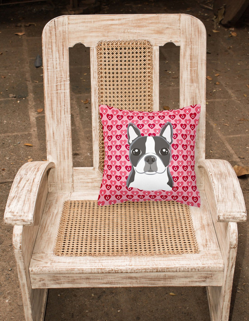 Boston Terrier Hearts Fabric Decorative Pillow BB5273PW1818