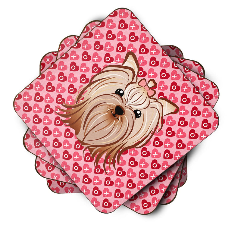 Yorkie Yorkishire Terrier Hearts Foam Coaster Set of 4 BB5274FC