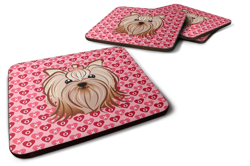 Yorkie Yorkishire Terrier Hearts Foam Coaster Set of 4 BB5274FC