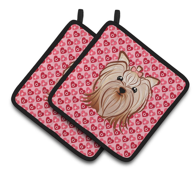 Yorkie Yorkishire Terrier Hearts Pair of Pot Holders BB5274PTHD