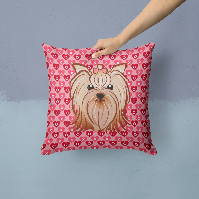 Yorkie Yorkishire Terrier Hearts Fabric Decorative Pillow BB5274PW1414