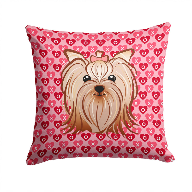 Yorkie Yorkishire Terrier Hearts Fabric Decorative Pillow BB5274PW1414