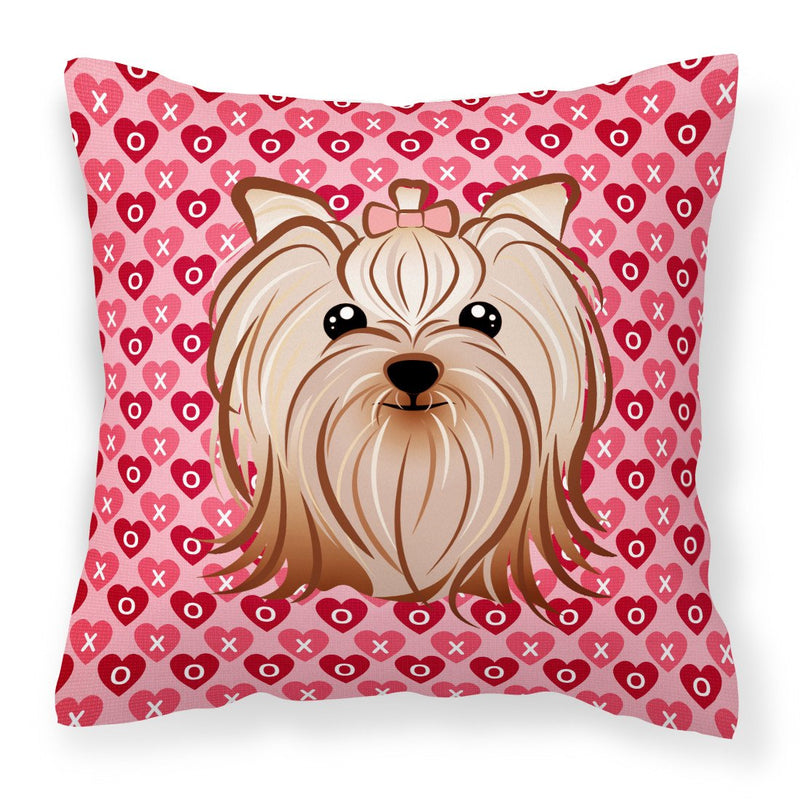 Yorkie Yorkishire Terrier Hearts Fabric Decorative Pillow BB5274PW1818