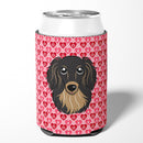 Longhair Black and Tan Dachshund Can or Bottle Hugger Cooler Sleeve for Standard 12 oz Cans, Insulated Foam Beer & Soda Can Hugger Reusable