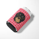 Longhair Black and Tan Dachshund Can or Bottle Hugger Cooler Sleeve for Standard 12 oz Cans, Insulated Foam Beer & Soda Can Hugger Reusable