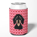 Smooth Black and Tan Dachshund Can or Bottle Hugger Cooler Sleeve for Standard 12 oz Cans, Insulated Foam Beer & Soda Can Hugger Reusable