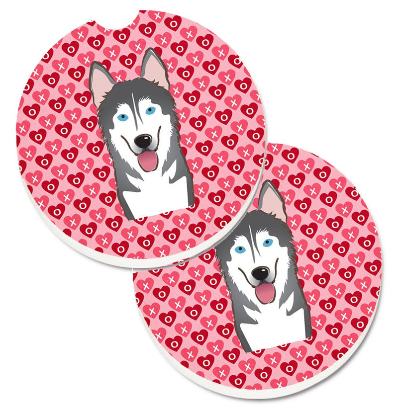 Alaskan Malamute Hearts Car Coasters – Set of 2 - Absorbent Stone with Fun & Functional Artwork BB5288CARC