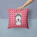 Alaskan Malamute Hearts Throw Pillow - 14x14 Decorative Pillow – Art for Your Home & Patio BB5288PW1414