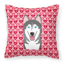 Alaskan Malamute Hearts Fabric Decorative Pillow BB5288PW1818