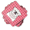 White English Bulldog  Foam Coasters Set of 4 Cup Coasters for Indoor Outdoor, Tabletop Protection, Anti Slip, Mouse pad Material