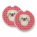 Pekingese Set of 2 Cup Holder Car Coasters Absorbent Round Sandstone Coasters Gifts for Men or Women, 2.5, Multicolor