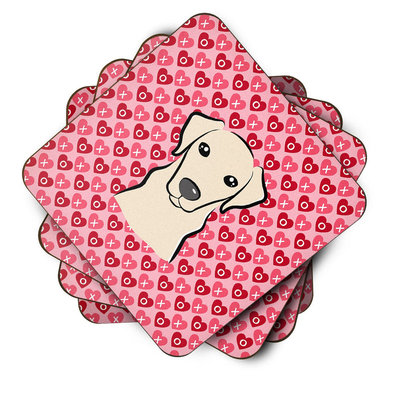 Yellow Labrador Hearts Foam Coaster Set of 4 BB5292FC