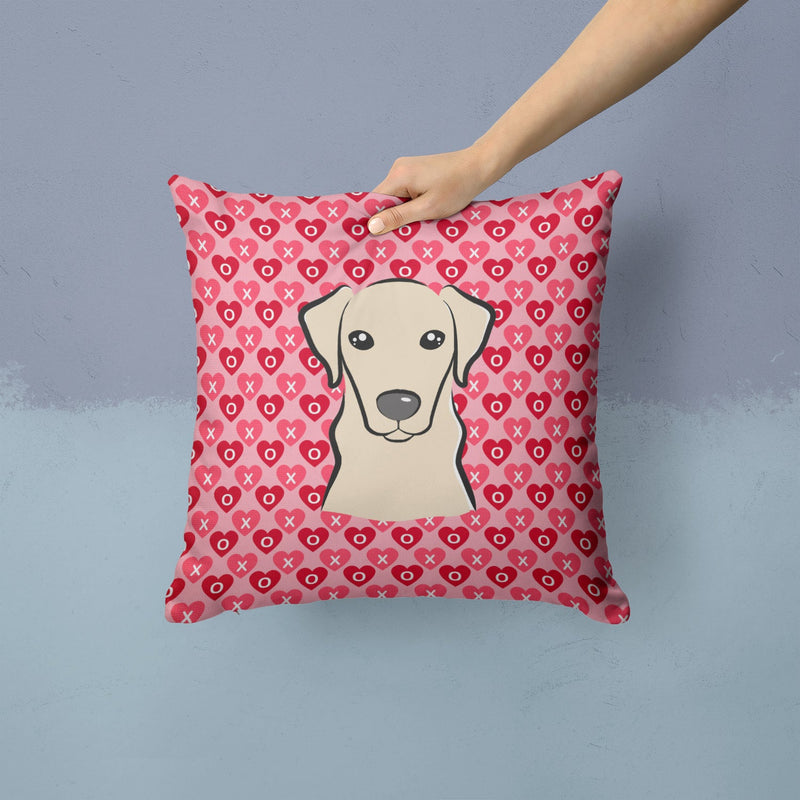 Yellow Labrador Hearts Fabric Decorative Pillow BB5292PW1414