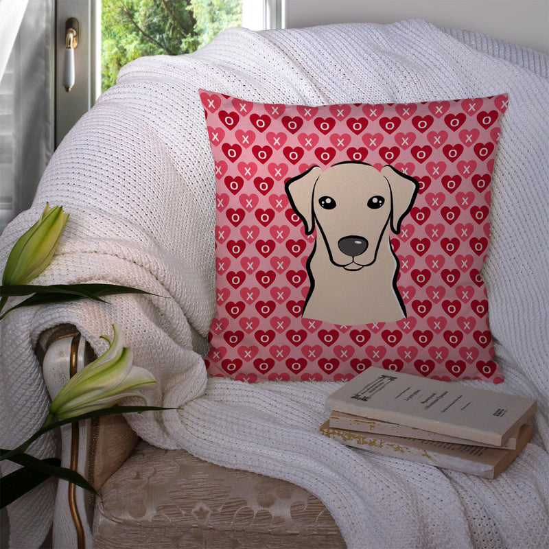 Yellow Labrador Hearts Fabric Decorative Pillow BB5292PW1414