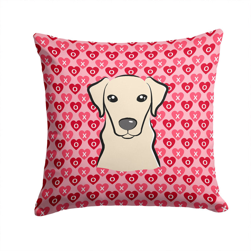 Yellow Labrador Hearts Fabric Decorative Pillow BB5292PW1414