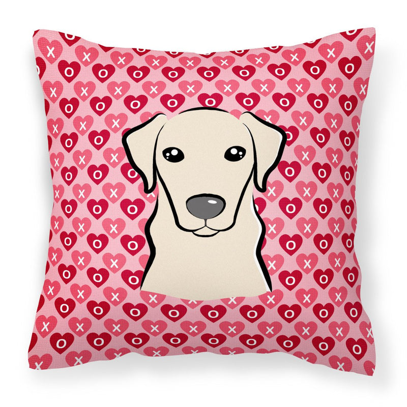 Yellow Labrador Hearts Fabric Decorative Pillow BB5292PW1818