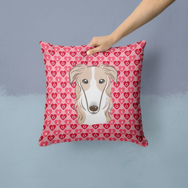 Borzoi Hearts Fabric Decorative Pillow BB5298PW1414