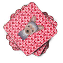Yorkie Puppy Foam Coasters Set of 4 Cup Coasters for Indoor Outdoor, Tabletop Protection, Anti Slip, Mouse pad Material