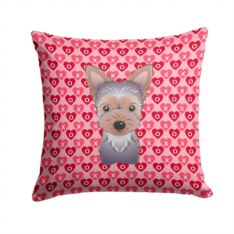 Yorkie Puppy Hearts Fabric Decorative Pillow BB5302PW1414