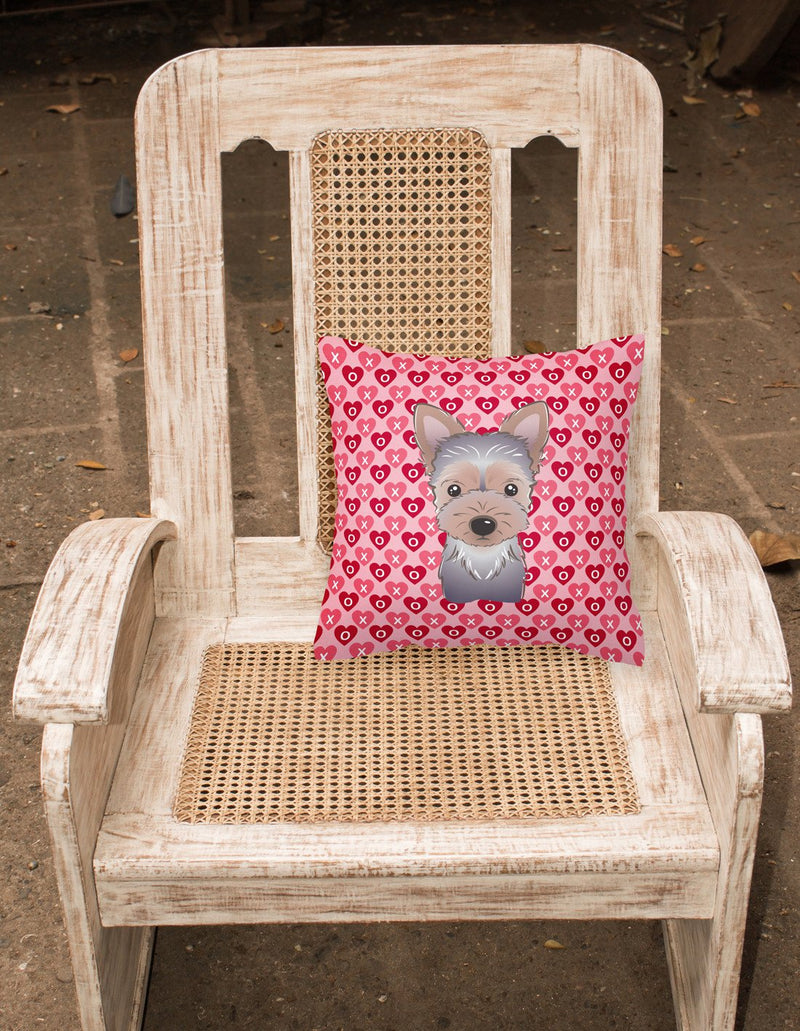 Yorkie Puppy Hearts Fabric Decorative Pillow BB5302PW1818