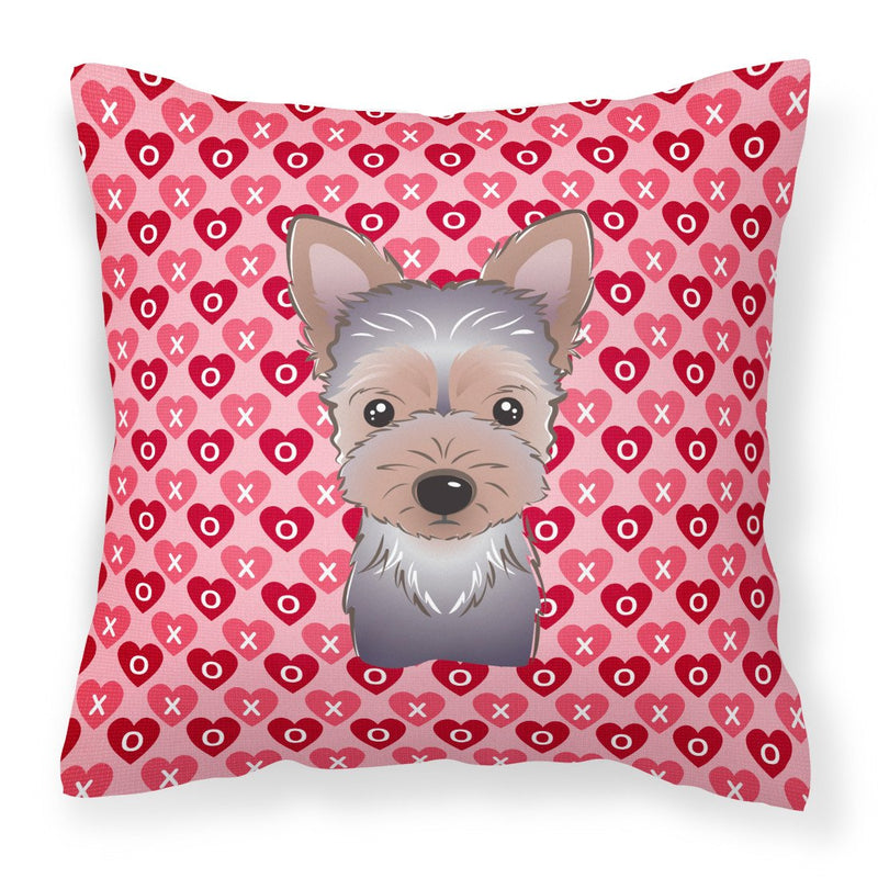 Yorkie Puppy Hearts Fabric Decorative Pillow BB5302PW1818