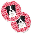 Border Collie Hearts Car Coasters – Set of 2 - Absorbent Stone with Fun & Functional Artwork BB5311CARC