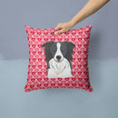 Border Collie Hearts Throw Pillow - 14x14 Decorative Pillow – Art for Your Home & Patio BB5311PW1414