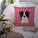 Border Collie Hearts Throw Pillow - 14x14 Decorative Pillow – Art for Your Home & Patio BB5311PW1414