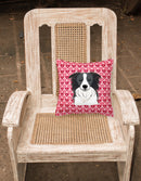 Border Collie Hearts Fabric Decorative Pillow BB5311PW1818