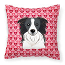 Border Collie Hearts Fabric Decorative Pillow BB5311PW1818