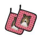 Sheltie Pot Holder Set of 2 Heat Resistant Quilted Hot Pads 7.5 x 7.5 Inch, Insulated Kitchen Trivets for Cooking & Baking