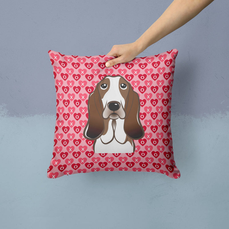 Basset Hound Hearts Fabric Decorative Pillow BB5313PW1414