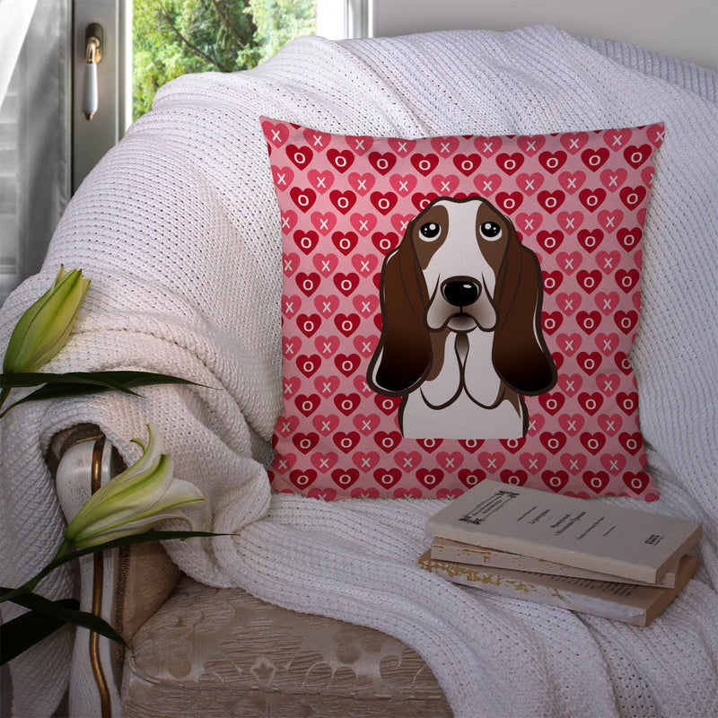 Basset Hound Hearts Fabric Decorative Pillow BB5313PW1414