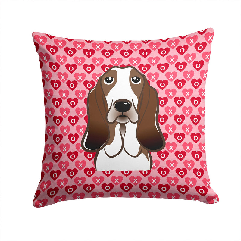 Basset Hound Hearts Fabric Decorative Pillow BB5313PW1414