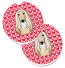 Afghan Hound Hearts Car Coasters – Set of 2 - Absorbent Stone with Fun & Functional Artwork BB5314CARC
