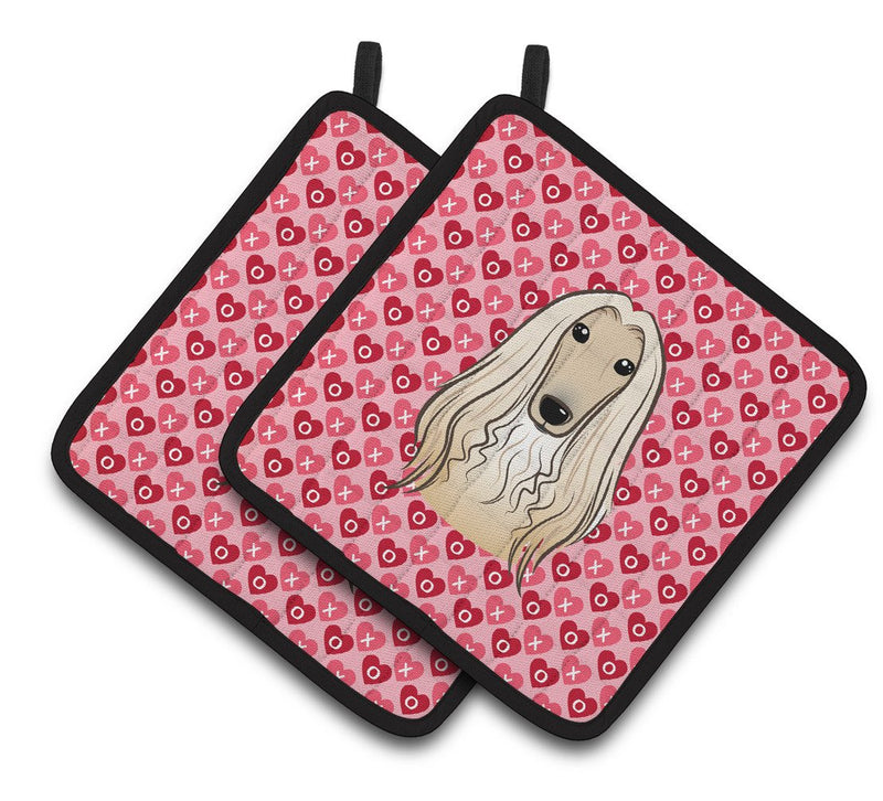 Afghan Hound Hearts Pair of Pot Holders BB5314PTHD