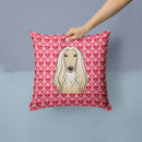 Afghan Hound Hearts Throw Pillow - 14x14 Decorative Pillow – Art for Your Home & Patio BB5314PW1414