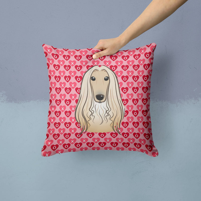 Afghan Hound Hearts Fabric Decorative Pillow BB5314PW1414