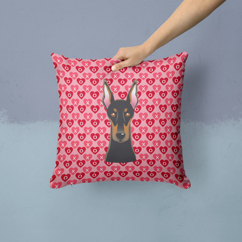 Doberman Pinscher Hearts Fabric Decorative Pillow BB5315PW1414