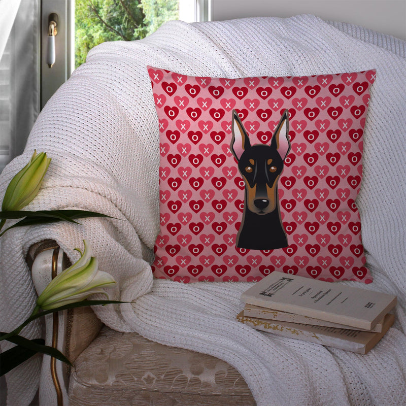 Doberman Pinscher Hearts Fabric Decorative Pillow BB5315PW1414