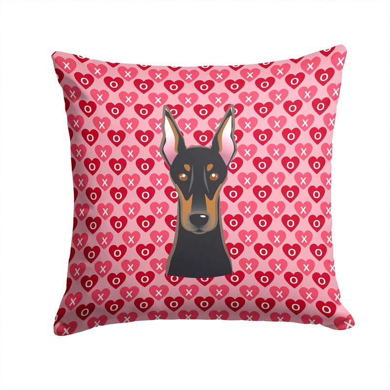 Doberman Pinscher Hearts Fabric Decorative Pillow BB5315PW1414