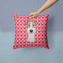 Wire Haired Fox Terrier Decorative Throw Pillow 14x14 Indoor Outdoor Accent Cushion, Fabric Cover with Insert for Sofa, Bed, Porch & Living Room