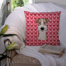 Wire Haired Fox Terrier Decorative Throw Pillow 14x14 Indoor Outdoor Accent Cushion, Fabric Cover with Insert for Sofa, Bed, Porch & Living Room