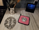 Gray Silver Shih Tzu Pot Holder Set of 2 Heat Resistant Quilted Hot Pads 7.5 x 7.5 Inch, Insulated Kitchen Trivets for Cooking & Baking