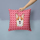 Red Corgi Decorative Throw Pillow 14x14 Indoor Outdoor Accent Cushion, Fabric Cover with Insert for Sofa, Bed, Porch & Living Room