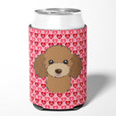 Chocolate Brown Poodle Can or Bottle Hugger Cooler Sleeve for Standard 12 oz Cans, Insulated Foam Beer & Soda Can Hugger Reusable