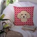 Buff Poodle Decorative Throw Pillow 14x14 Indoor Outdoor Accent Cushion, Fabric Cover with Insert for Sofa, Bed, Porch & Living Room